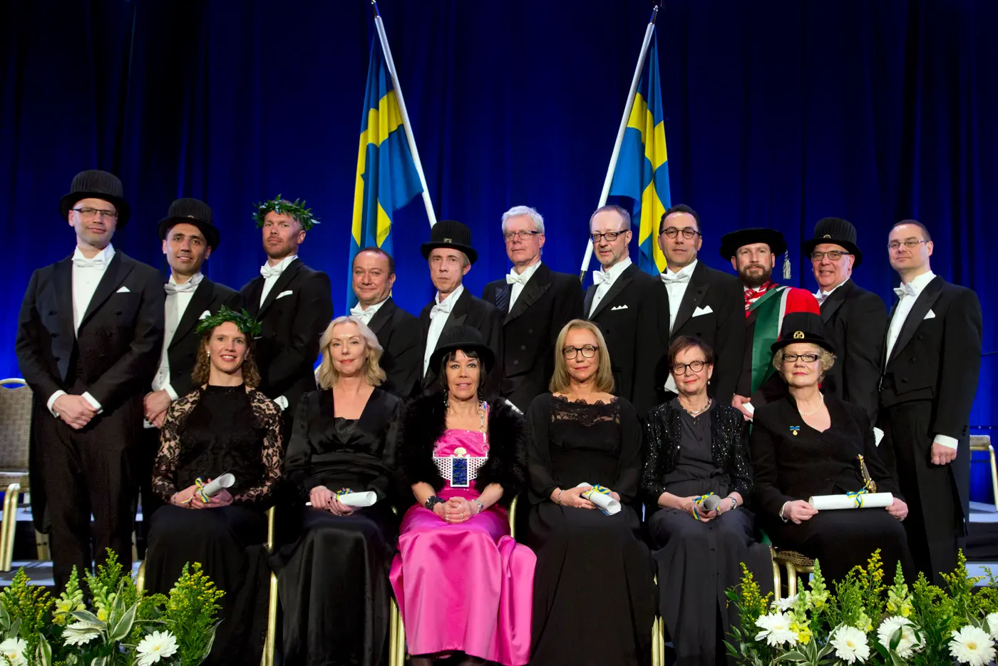 Nya professorer och doktorer vid ceremonin på Akademisk högtid 2018.