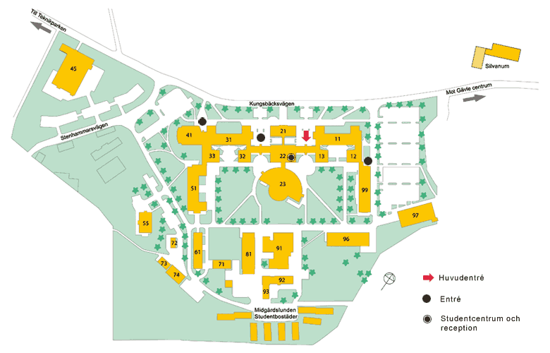 Karta över campus - Högskolan i Gävle