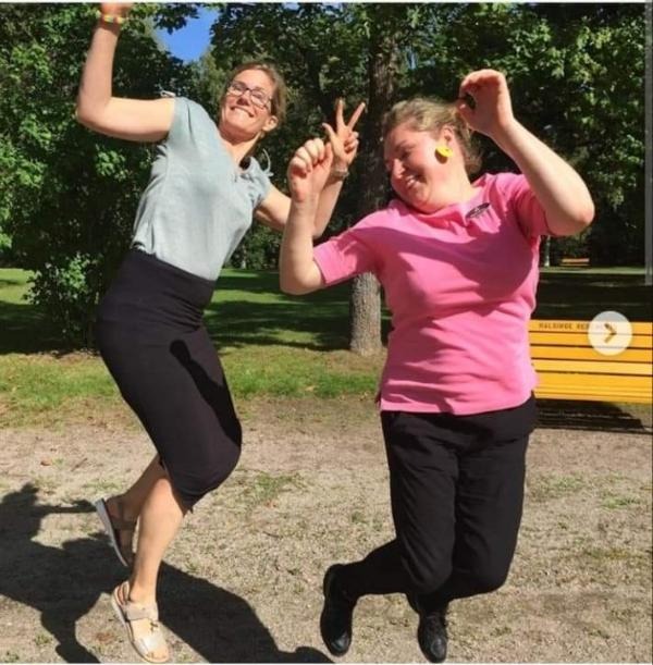 Summer. Anna and Bojana jumping high.