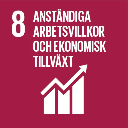 Ikon för FN:s globala mål 8 Anständiga arbetsvillkor och ekonomisk tillväxt