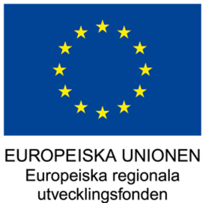 Logotypen för Europeiska regionala utvecklingsfonden består av Europeiska unionens emblem tillsammans med texten Europeiska unionen, Europeiska regionala utvecklingsfonden
