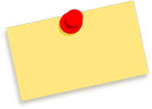 A yellow note attached with a red thumbtack