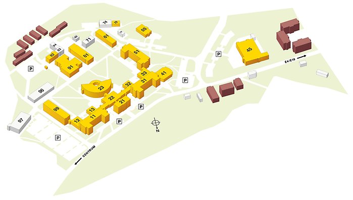 Parkeringskarta i 3D över campusområdet