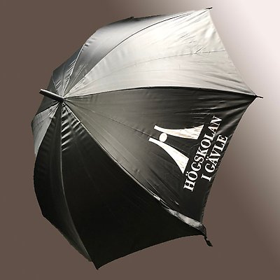 Paraply, svart med HiG-logotyp